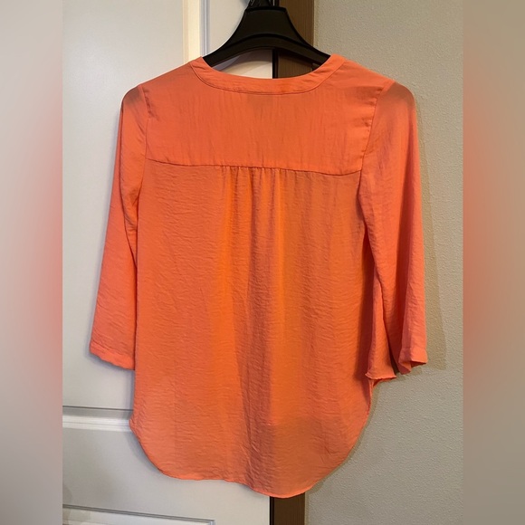 ANA Orange Pullover Blouse V-Neck 3/4 Sleeve - Picture 5 of 7